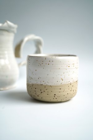 handgetöpferter weiß creme Keramik Mocca Espresso/Kaffee Becher